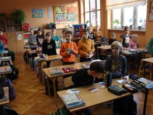 Powiększ obraz: Spotkanie z przedszkolakami i uczniami  w Goleszowie