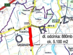 Powiększ obraz: 1. Plan sytuacyjny remontu drogi łączącej Kisielów z Godziszowem