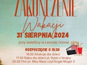 Powiększ obraz: Sołtys i rada sołecka Lesznej Górnej zapraszają na zakończenie wakacji! 