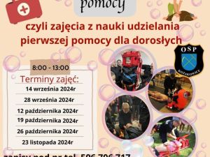 Powiększ obraz: Ochotnicza Straż Pożarna w Kozakowicach zaprasza do udziału w bezpłatnych zajęciach z udzielania pierwszej pomocy. 