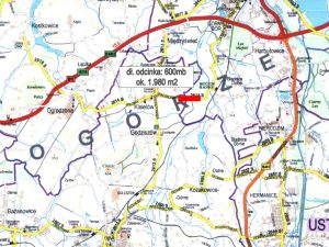 Powiększ obraz: Na czerwono zaznaczono nieprzejezdny odcinek